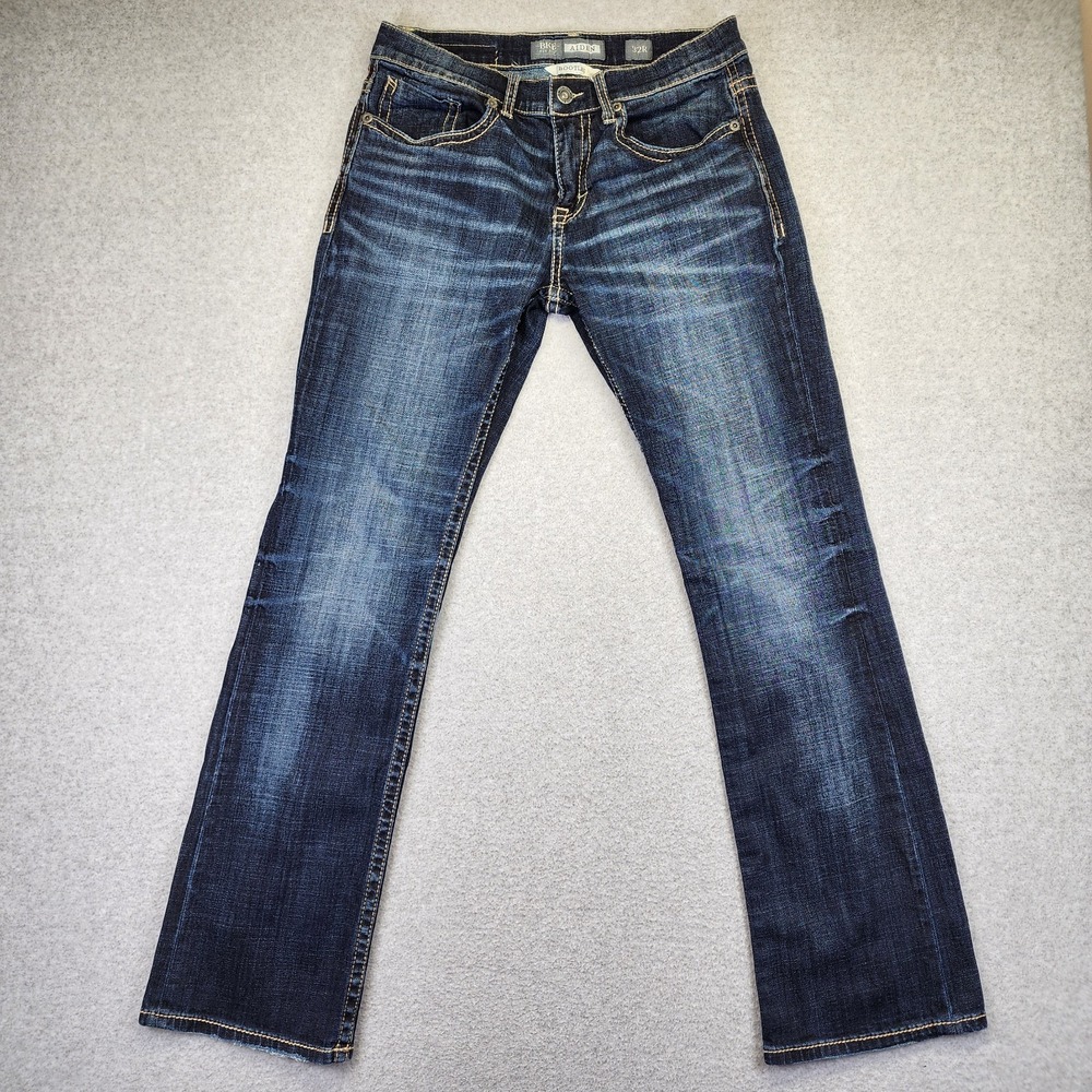 BKE Aiden Mens 32R 32x32 Bootleg Bootcut Jeans Stretch Blue Denim